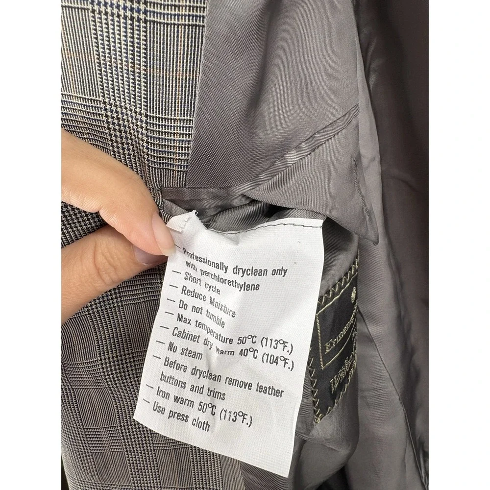 Ermenegildo Zegna Wilkes Bashford Wool Plaid Gray Bla/wh Sport Coat Blazer 56